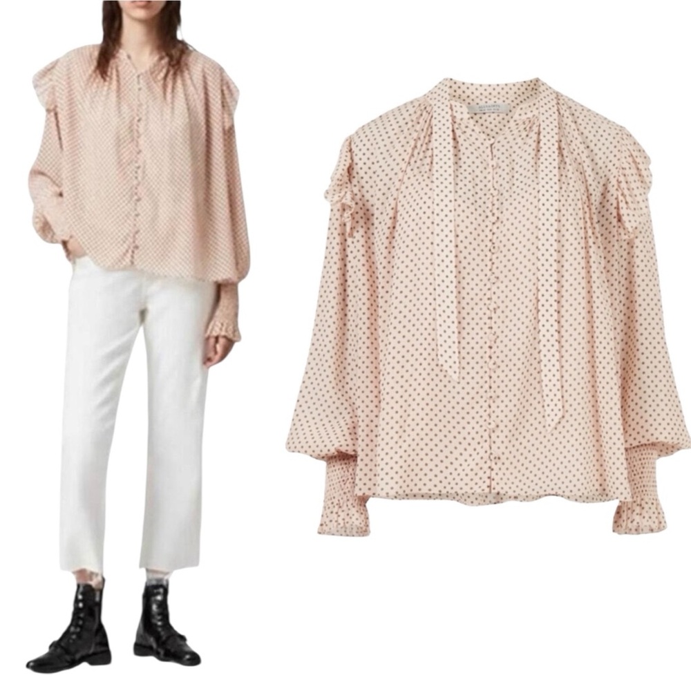 AllSaints Lara Polka Dot Print Shirt